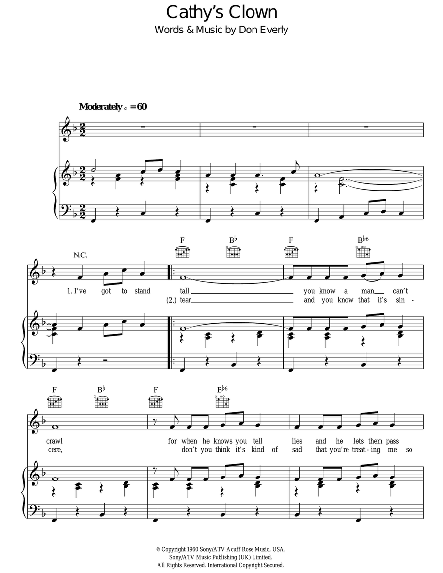 Cathy's Clown Acoustic Guitar scores gallery preview page 1
