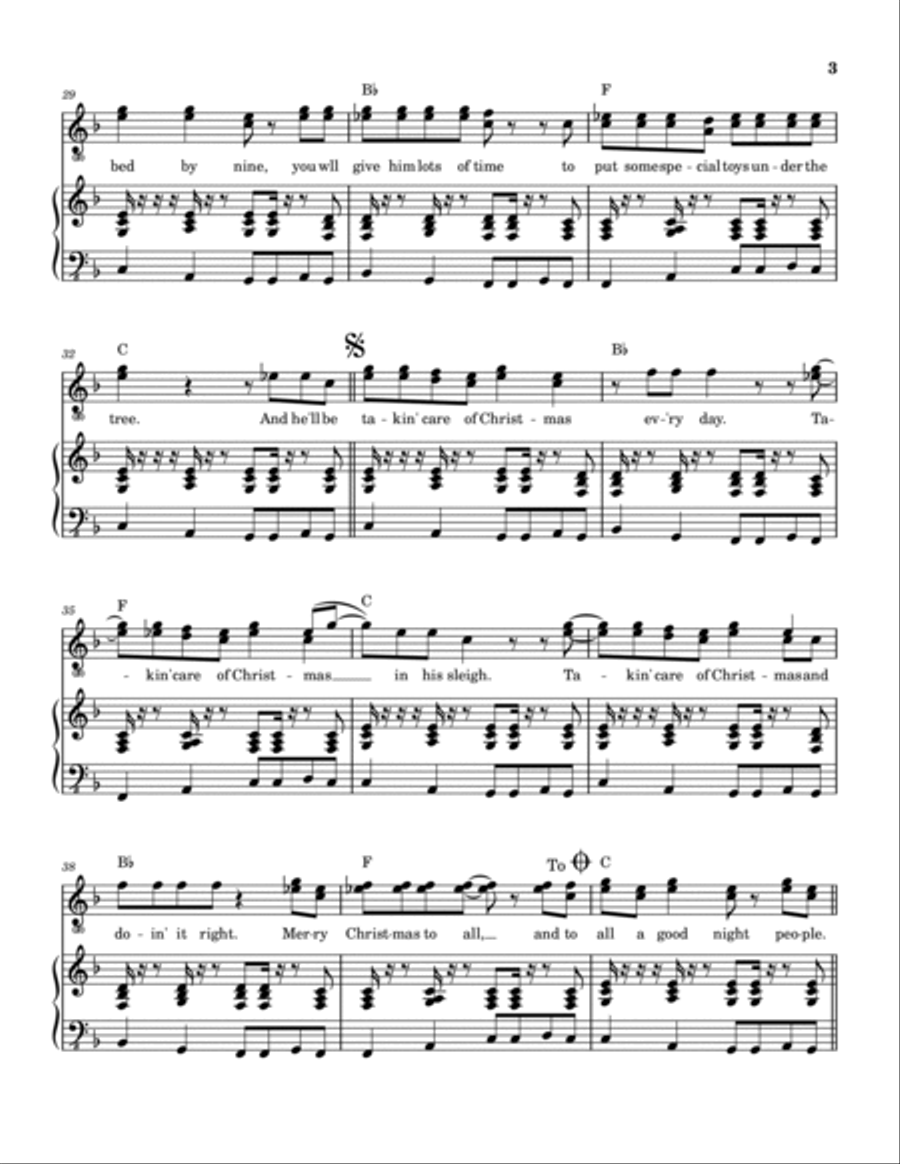 Takin' Care Of Christmas Takin' Care Of Christmas Piano, Vocal, Guitar scores gallery preview page 4