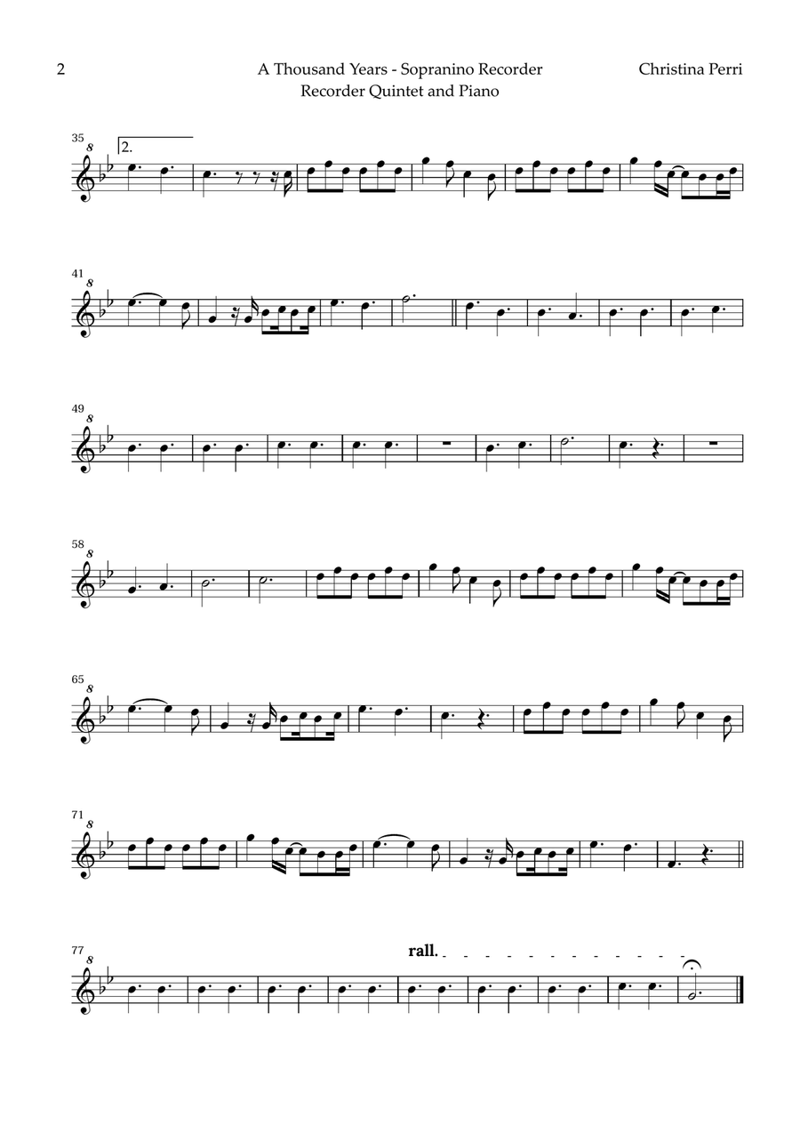 A Thousand Years Recorder scores gallery preview page 6