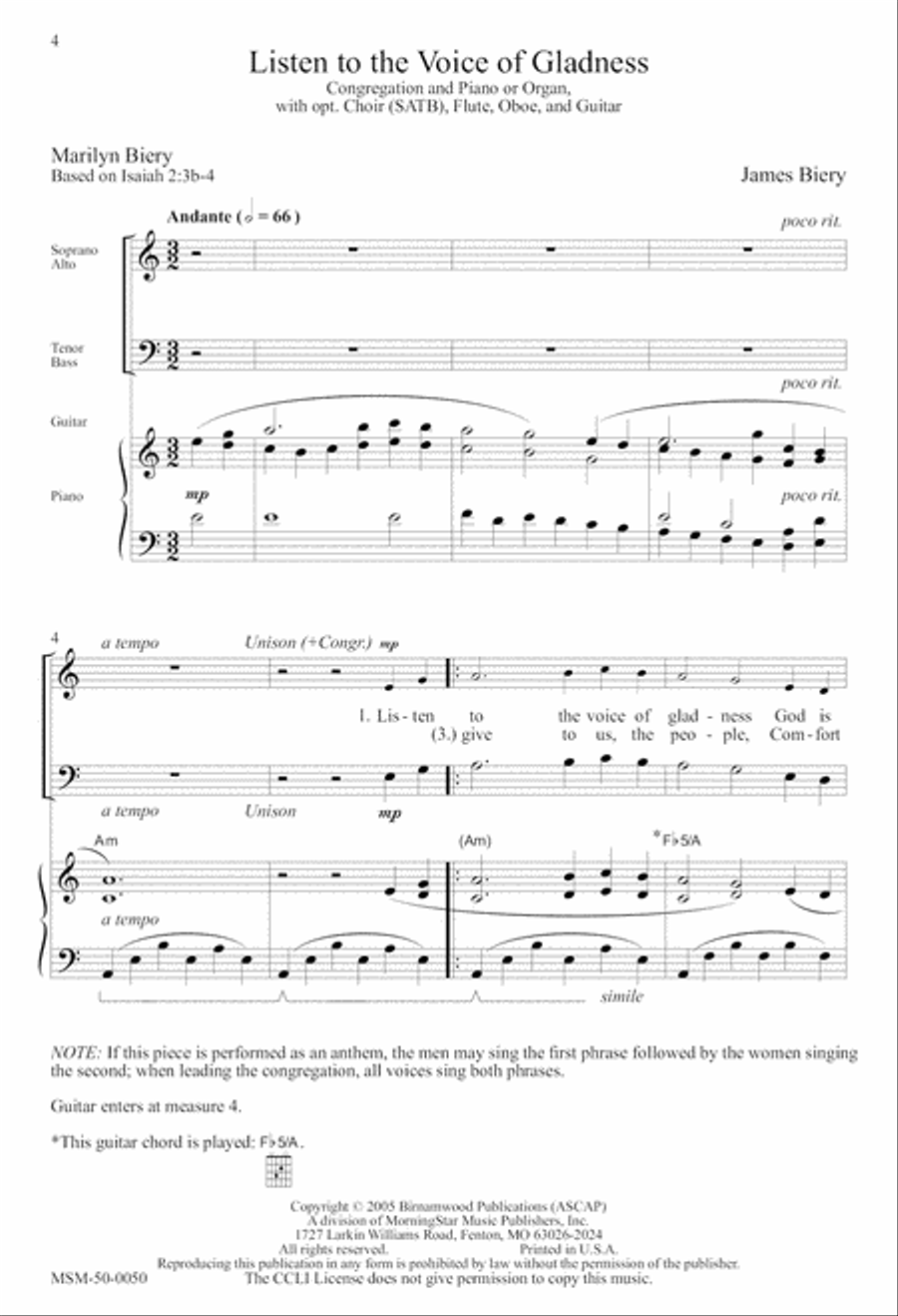 Emmanuel Comes!: An Advent Service of the Word 4-Part scores gallery preview page 3