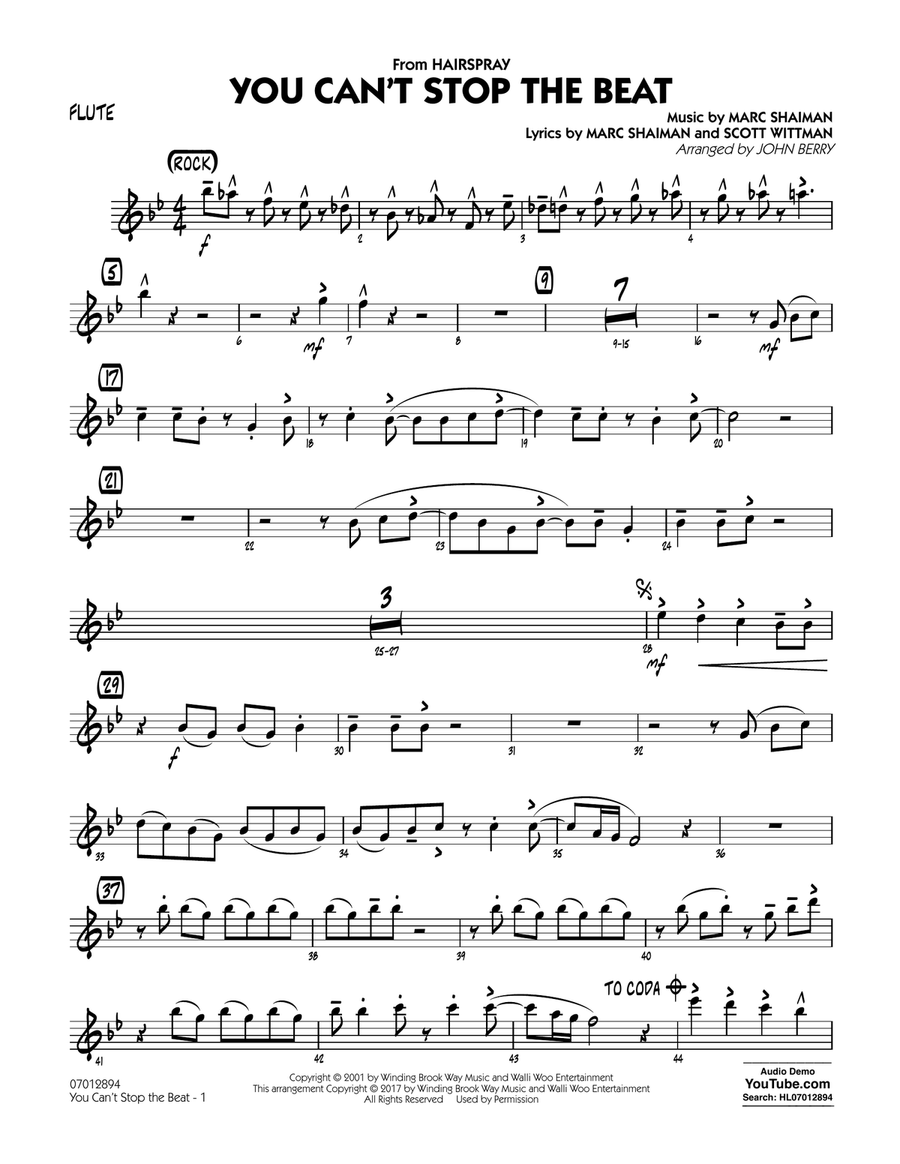 You Can't Stop the Beat (from Hairspray) - Flute Jazz Ensemble scores gallery preview page 1