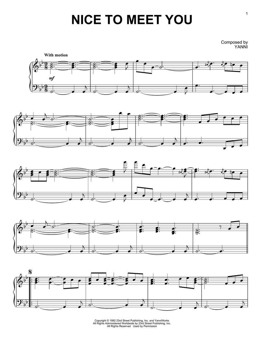 Nice To Meet You Piano Solo scores gallery preview page 1