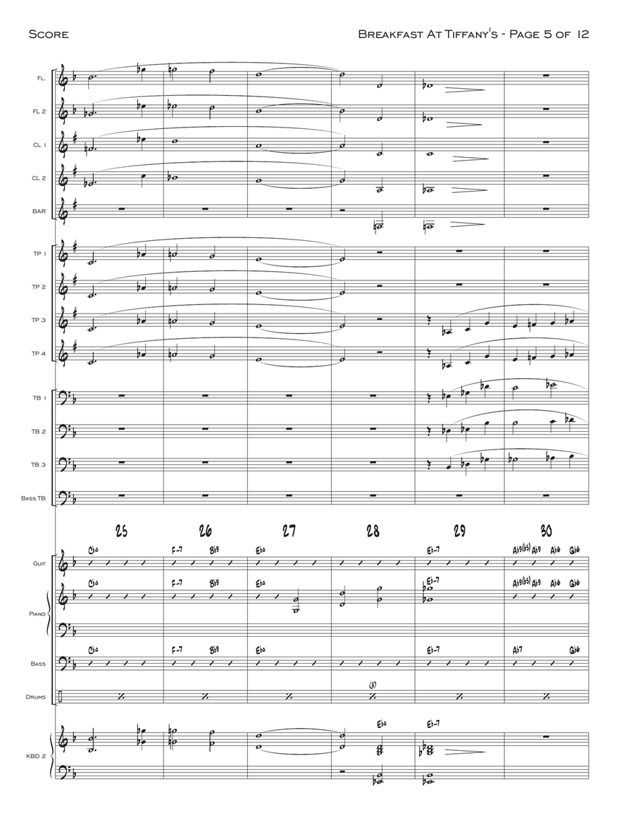 Breakfast At Tiffany's Theme from the Paramount Picture BREAKFAST AT TIFFANY'S Jazz Ensemble scores gallery preview page 5