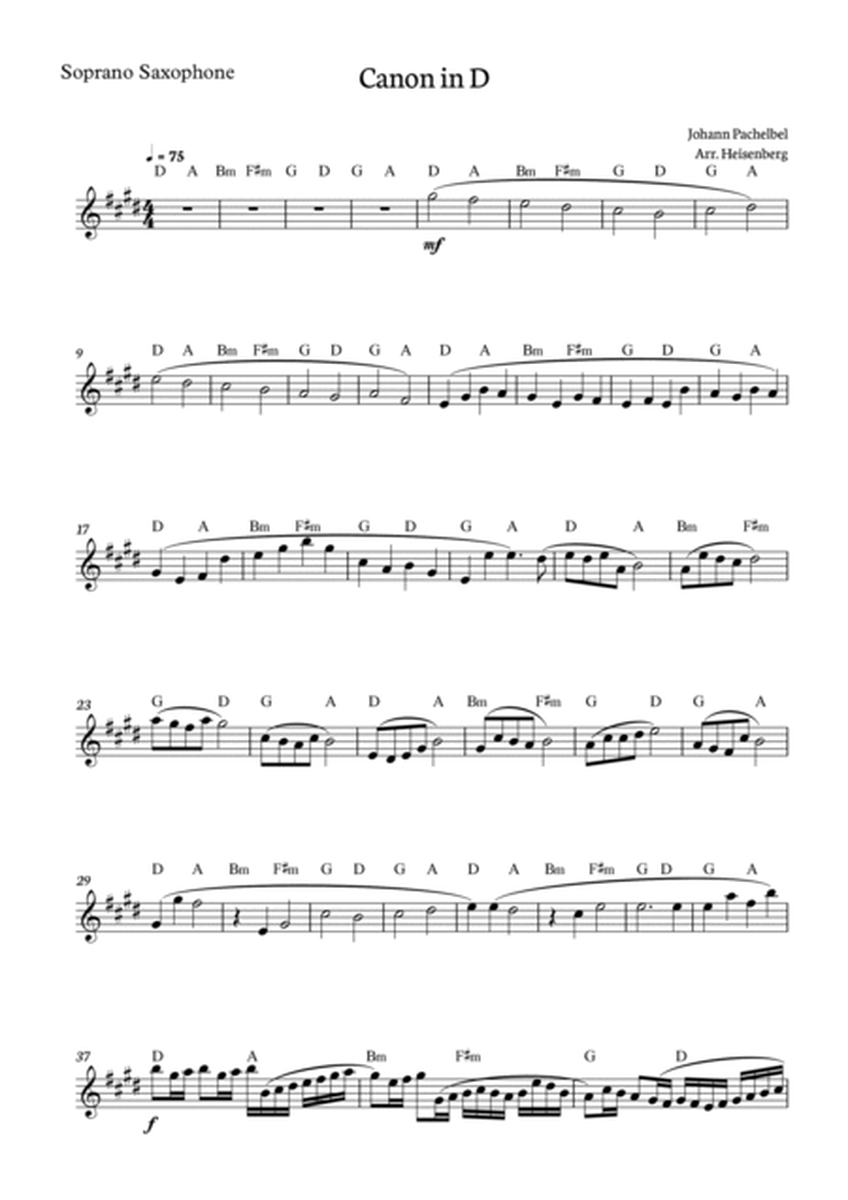 Canon in D - Pachelbel for Sax Quintet with chords. image number null
