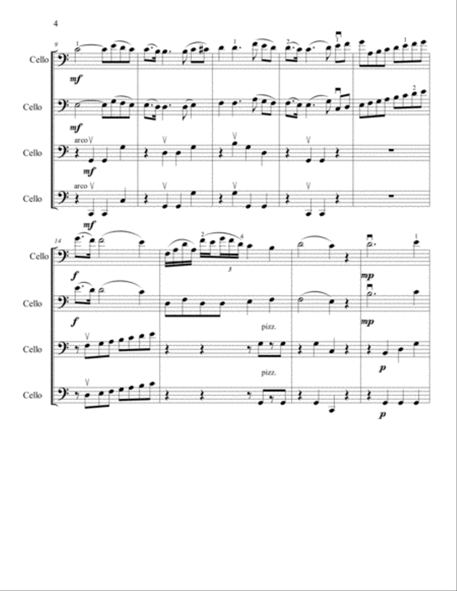Dotzauer cello quartet from 24 etudes Op.35 No.1 by Justus Johann
