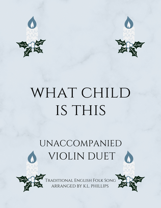 Book cover for What Child Is This - Unaccompanied Violin Duet