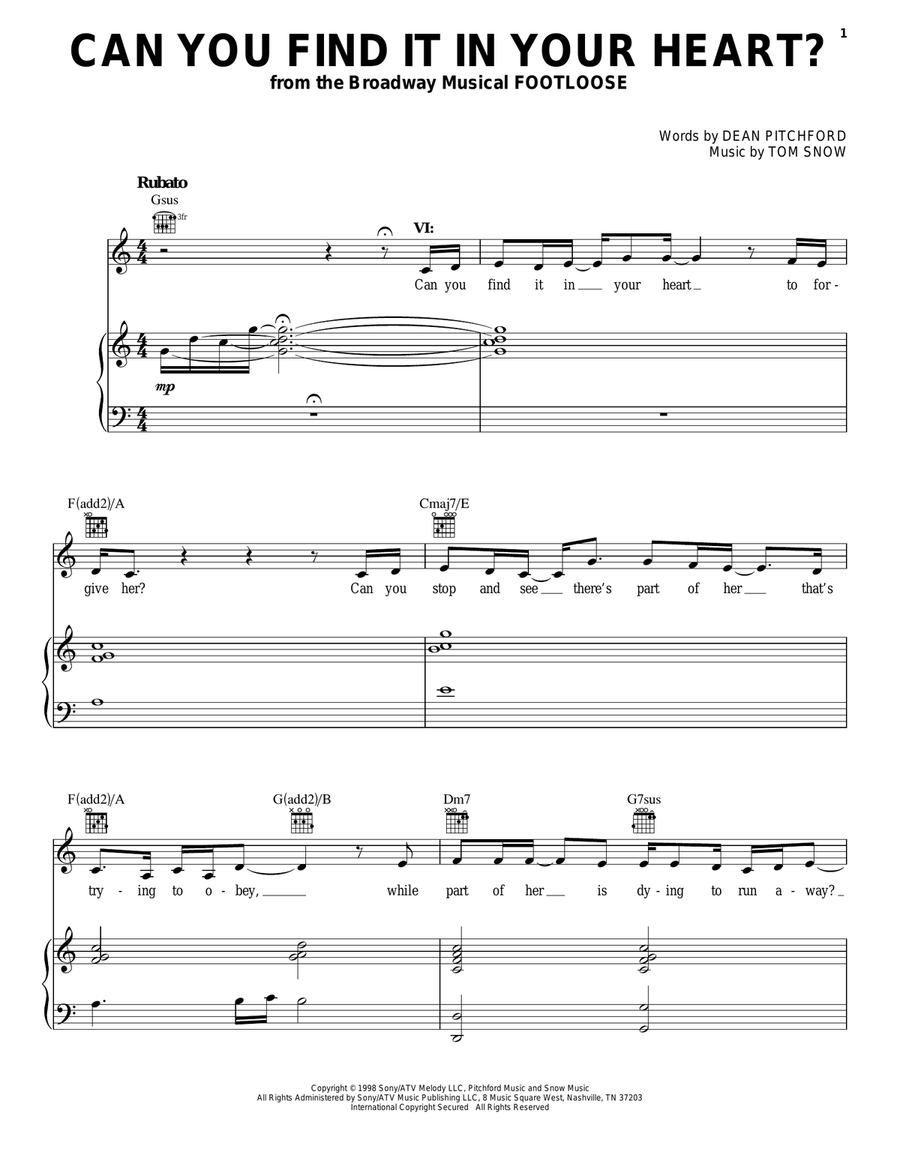 Can You Find It In Your Heart? Piano, Vocal, Guitar scores gallery preview page 1