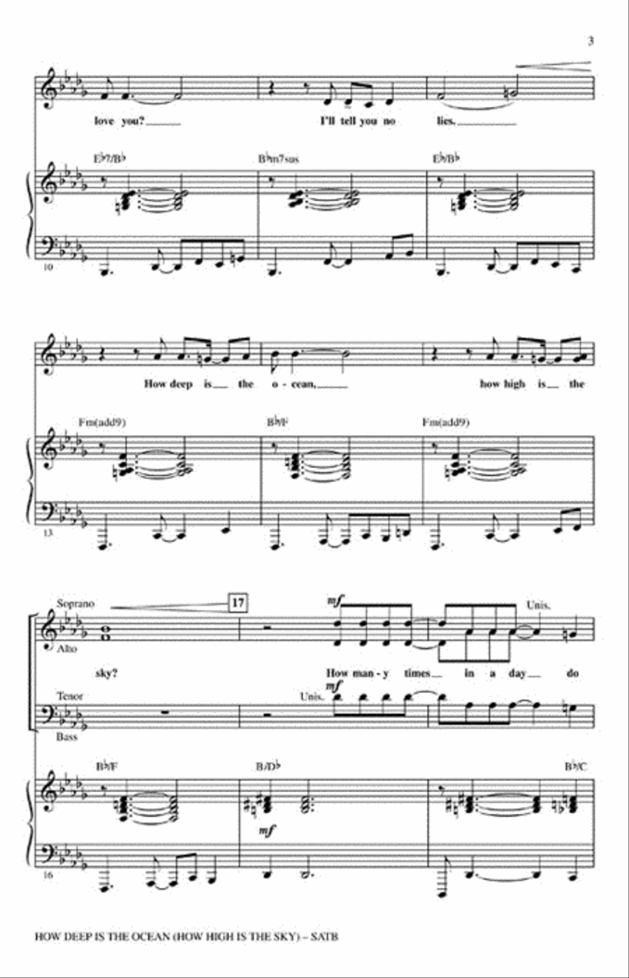 How Deep Is the Ocean (How High Is the Sky?) 4-Part scores gallery preview page 3