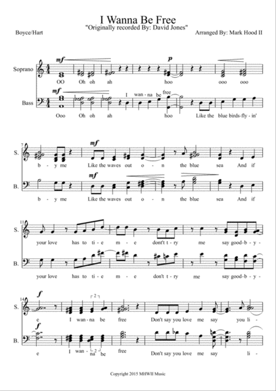 I Wanna Be Free 4-Part scores gallery preview page 1
