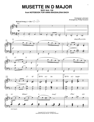 Book cover for Musette In D Major, BWV Anh. 126 [Jazz version] (arr. Phillip Keveren)