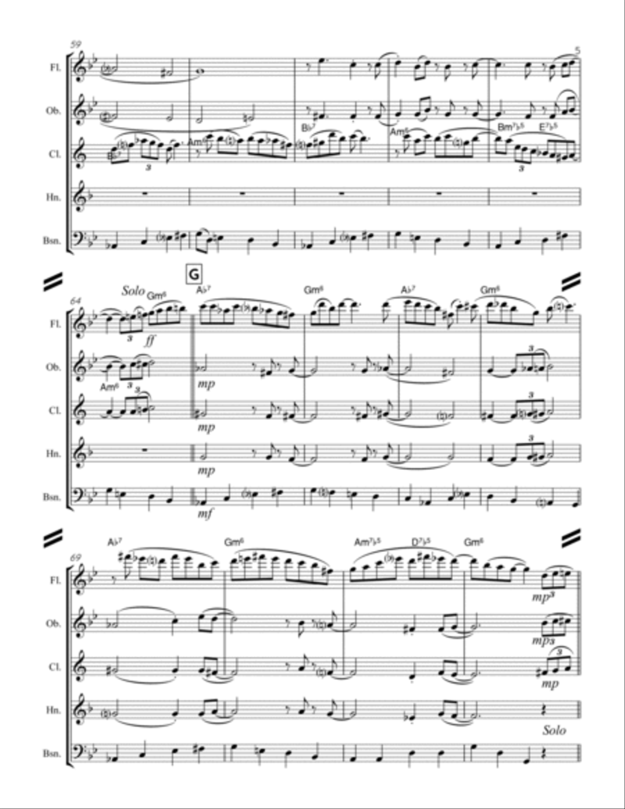 A Night In Tunisia Woodwind Quintet scores gallery preview page 6