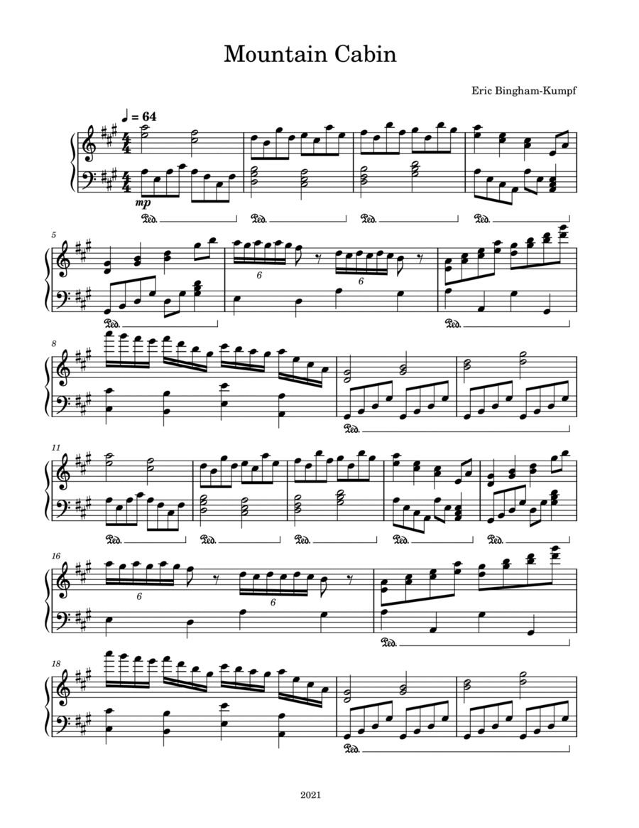 Mountain Cabin Piano Solo scores gallery preview page 1