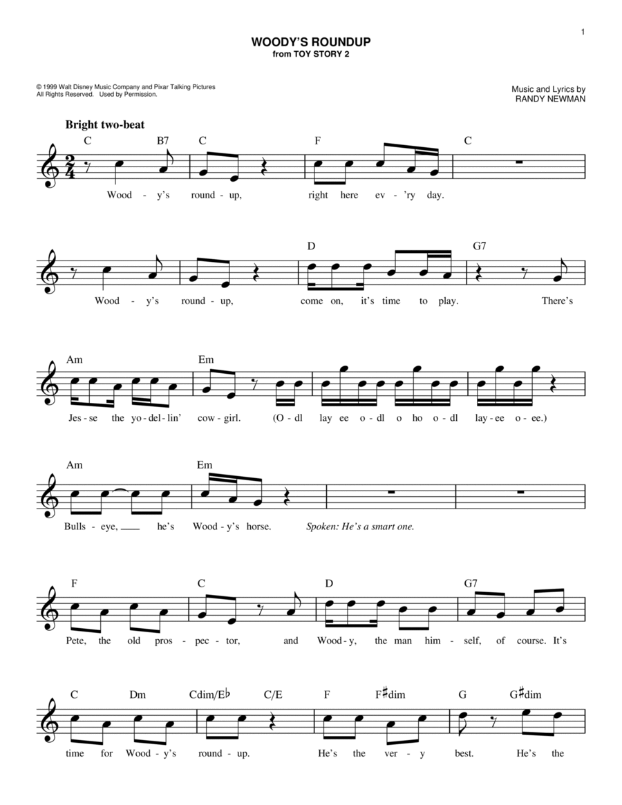 Woody's Roundup (from Toy Story 2) Piano scores gallery preview page 1
