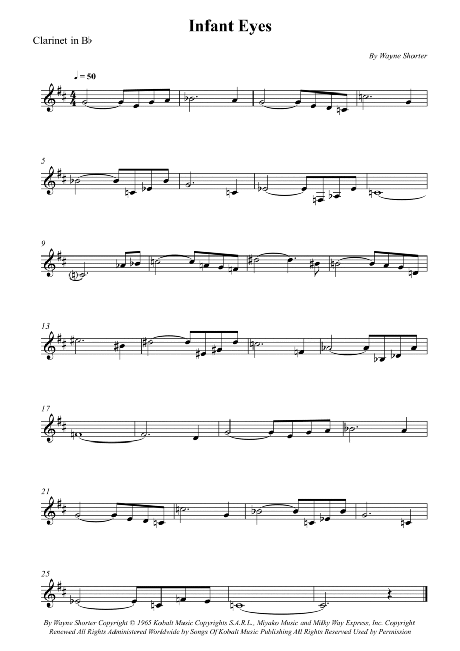 Infant Eyes B-Flat Clarinet scores gallery preview page 1