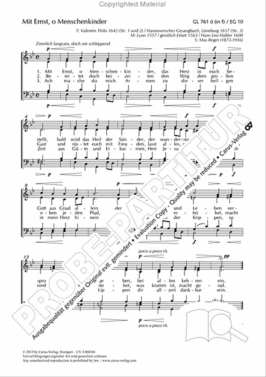 Mit Ernst, o Menschenkinder 4-Part scores gallery preview page 2