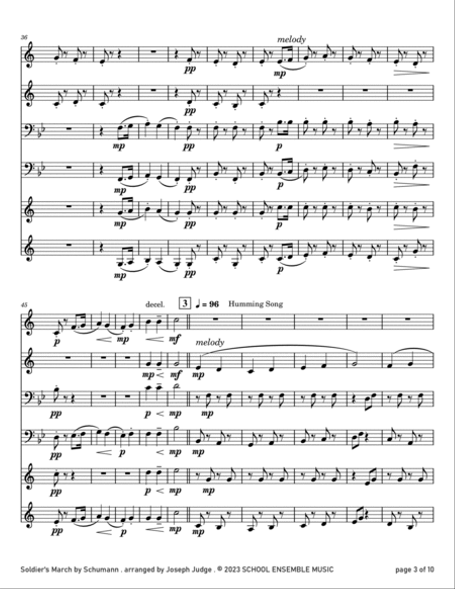 Soldier's March by Schumann for Brass Quartet in Schools Brass Quartet scores gallery preview page 3
