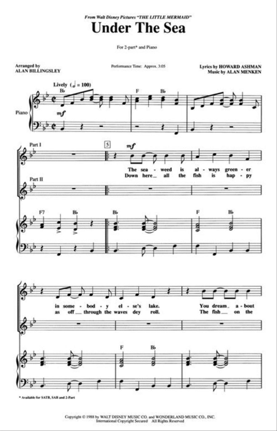 Under the Sea 2-Part scores gallery preview page 3