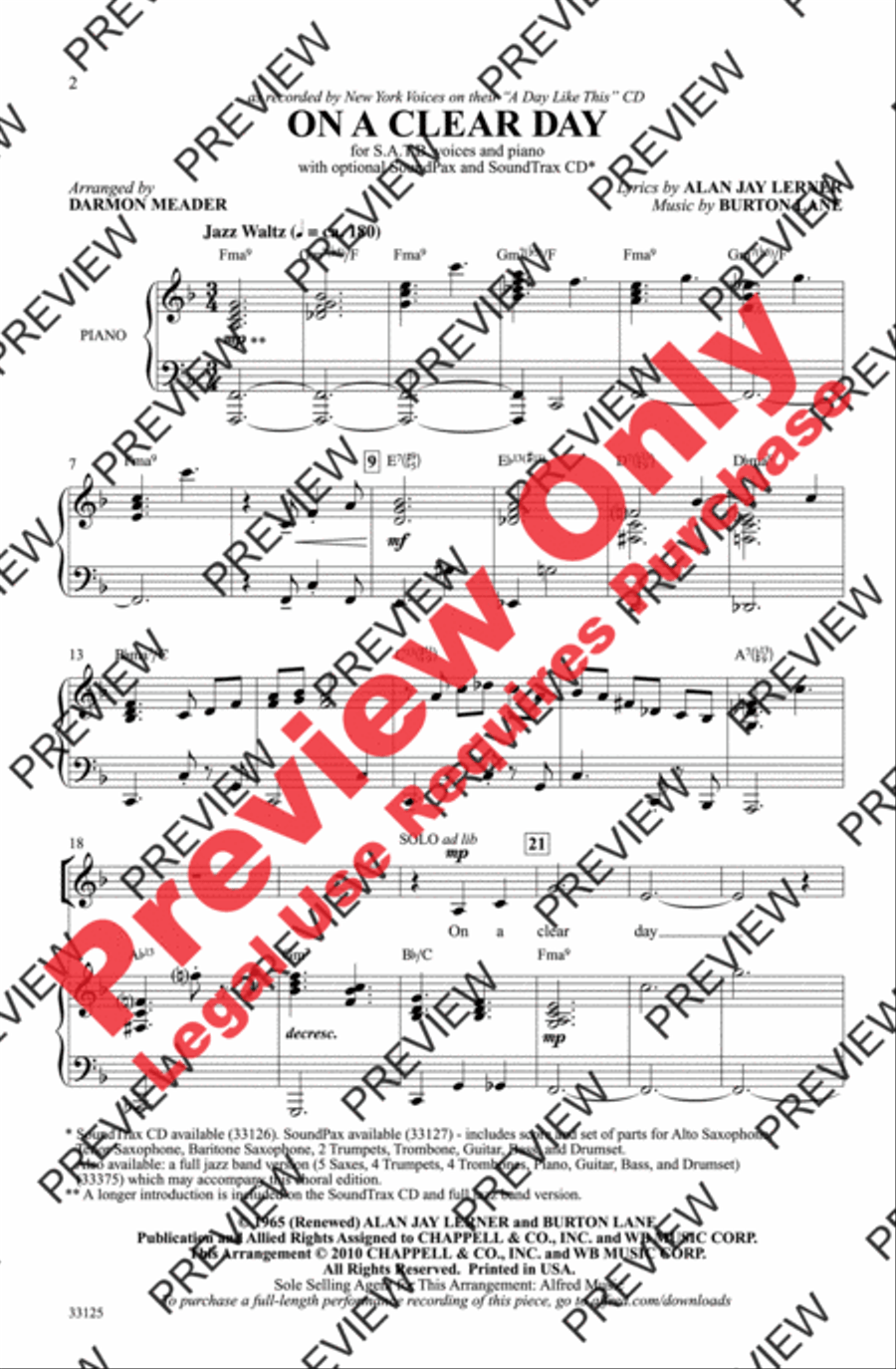 On a Clear Day 4-Part scores gallery preview page 2