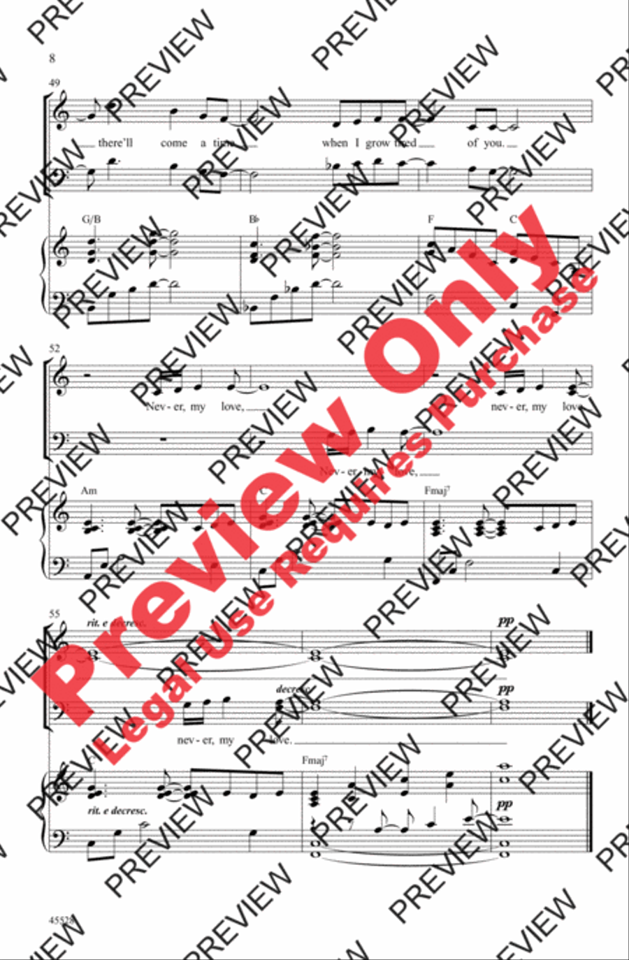 Never My Love Never My Love 4-Part scores gallery preview page 8