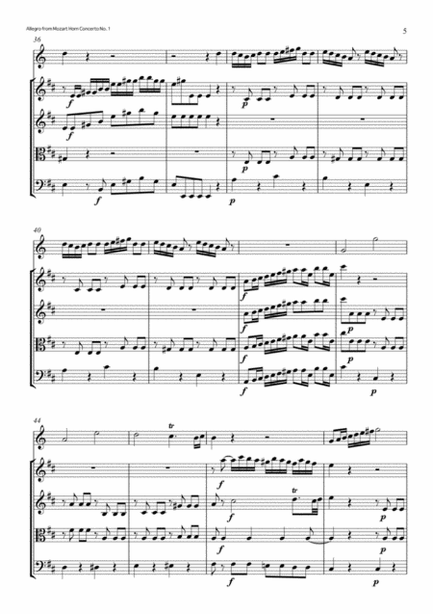 Allegro from Horn Concerto No. 1 in D K412 (Horn & String Quartet) image number null