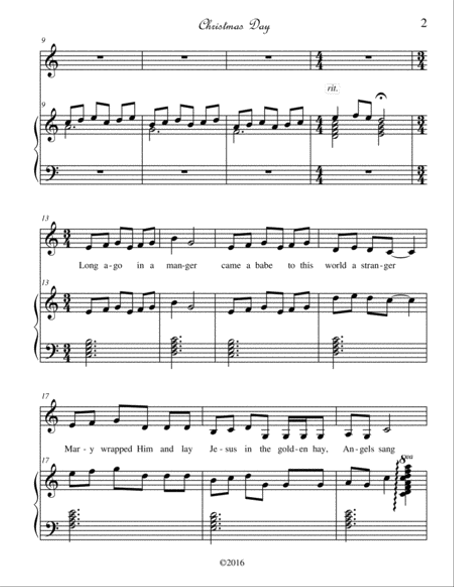 Christmas Day A Child is Born Alto Voice scores gallery preview page 2