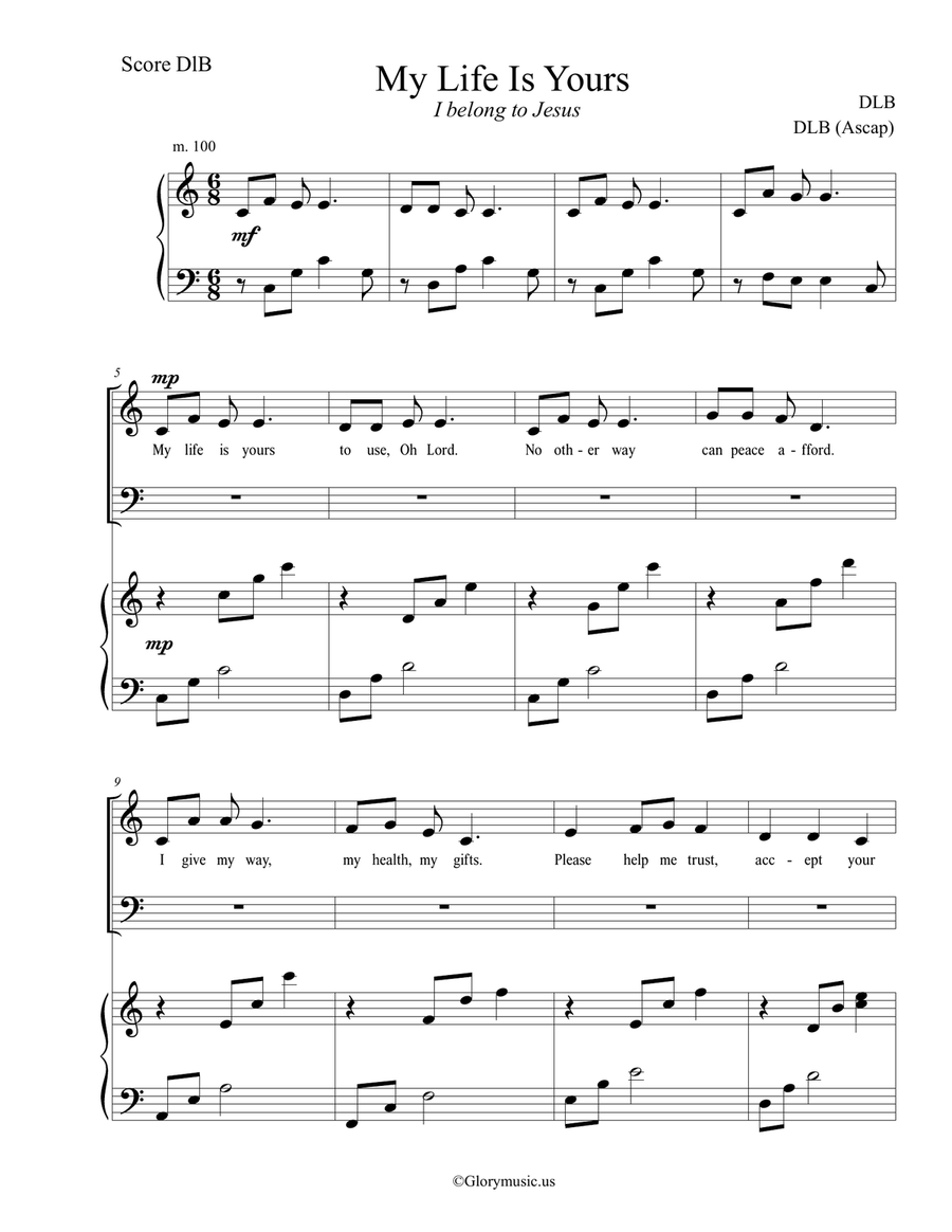 My Life is Yours 4-Part scores gallery preview page 1