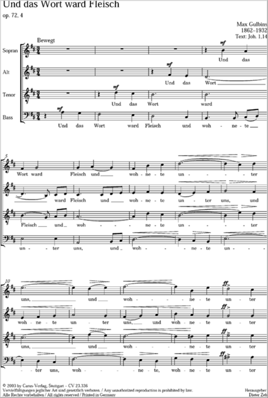And the Word was made flesh (Und das Wort ward Fleisch) 4-Part scores gallery preview page 2
