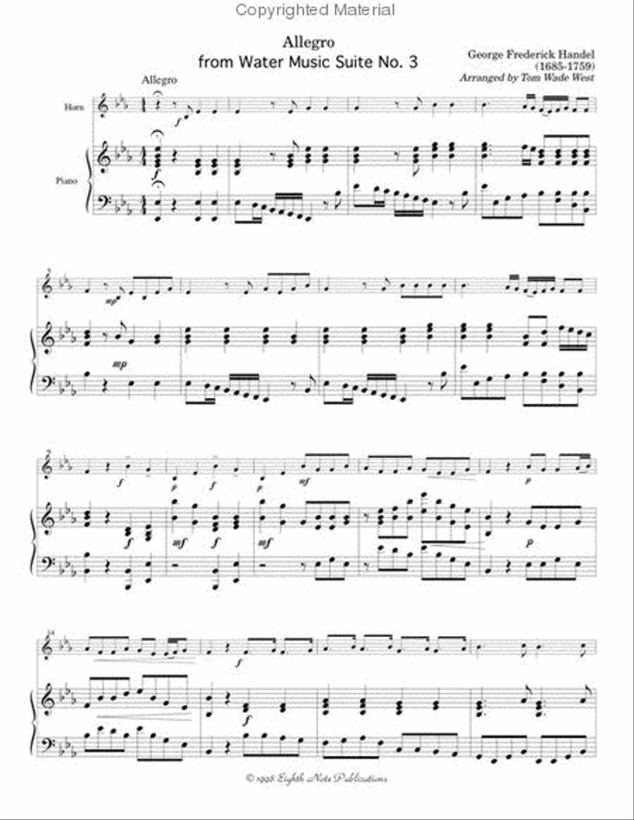 Allegro (from Water Music Suite #3) Small Ensemble scores gallery preview page 2
