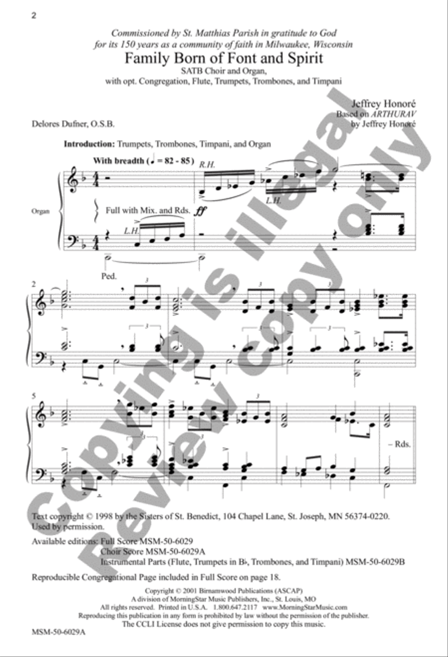 Family Born of Font and Spirit (Choral Score)