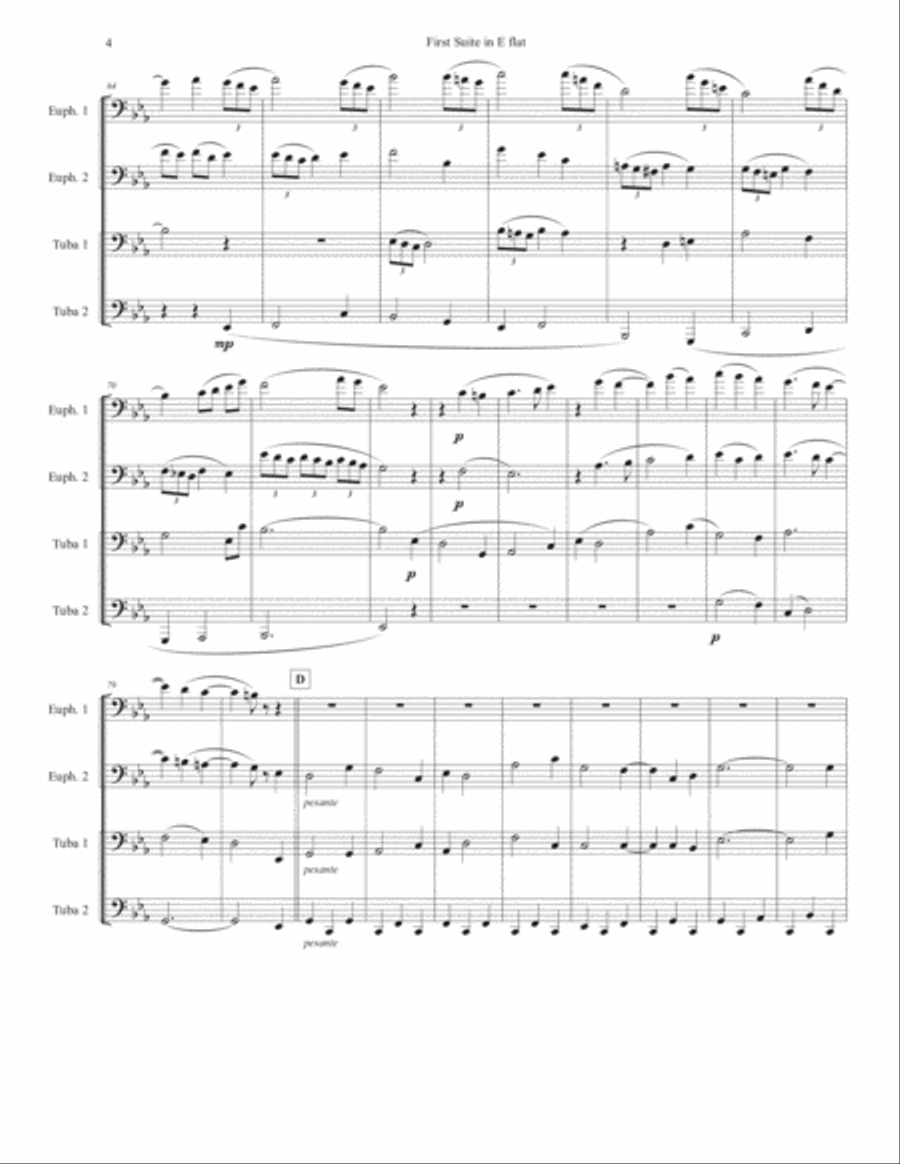 First Suite in Eb Brass Quartet scores gallery preview page 4