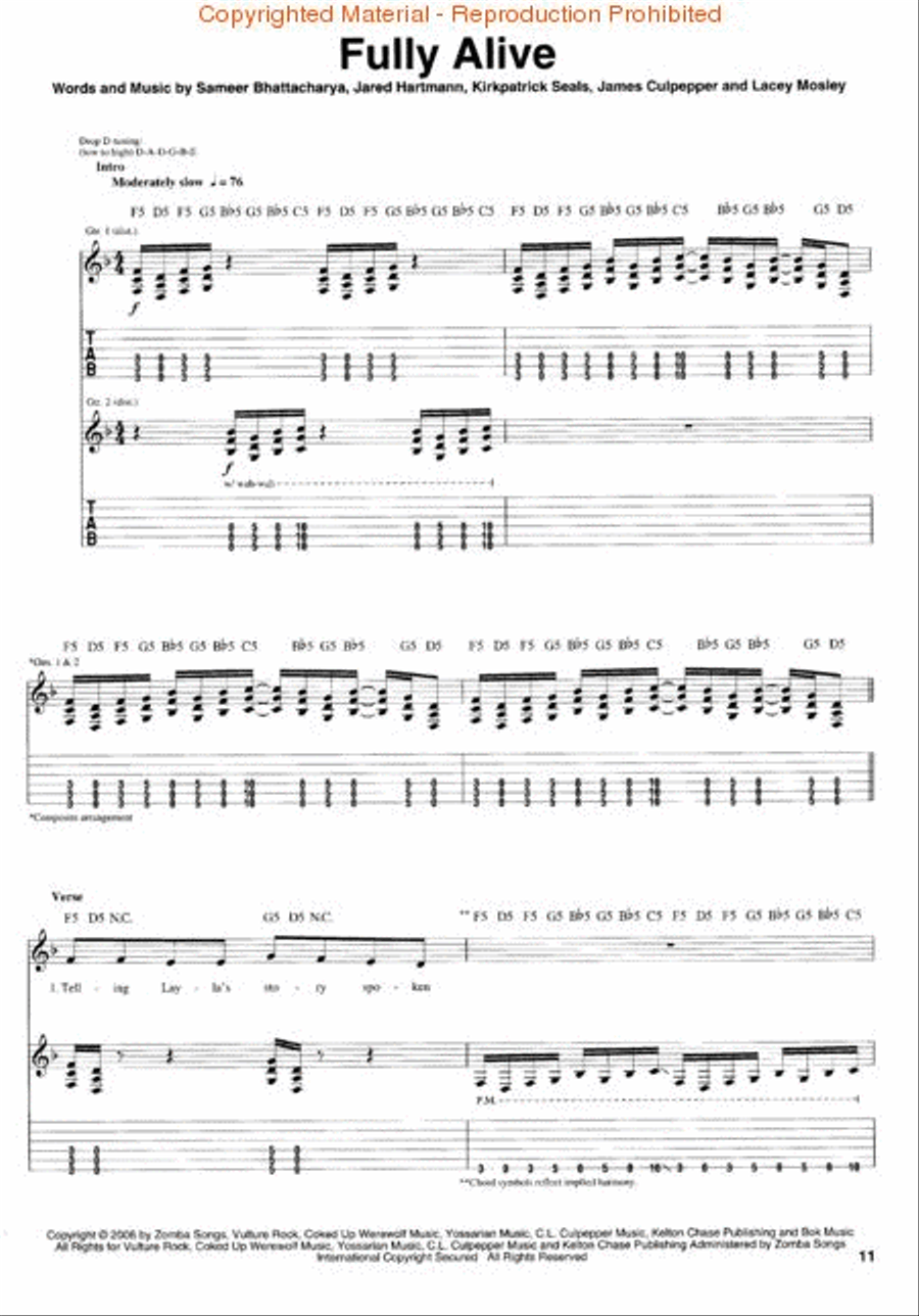 Flyleaf Guitar Tablature scores gallery preview page 3