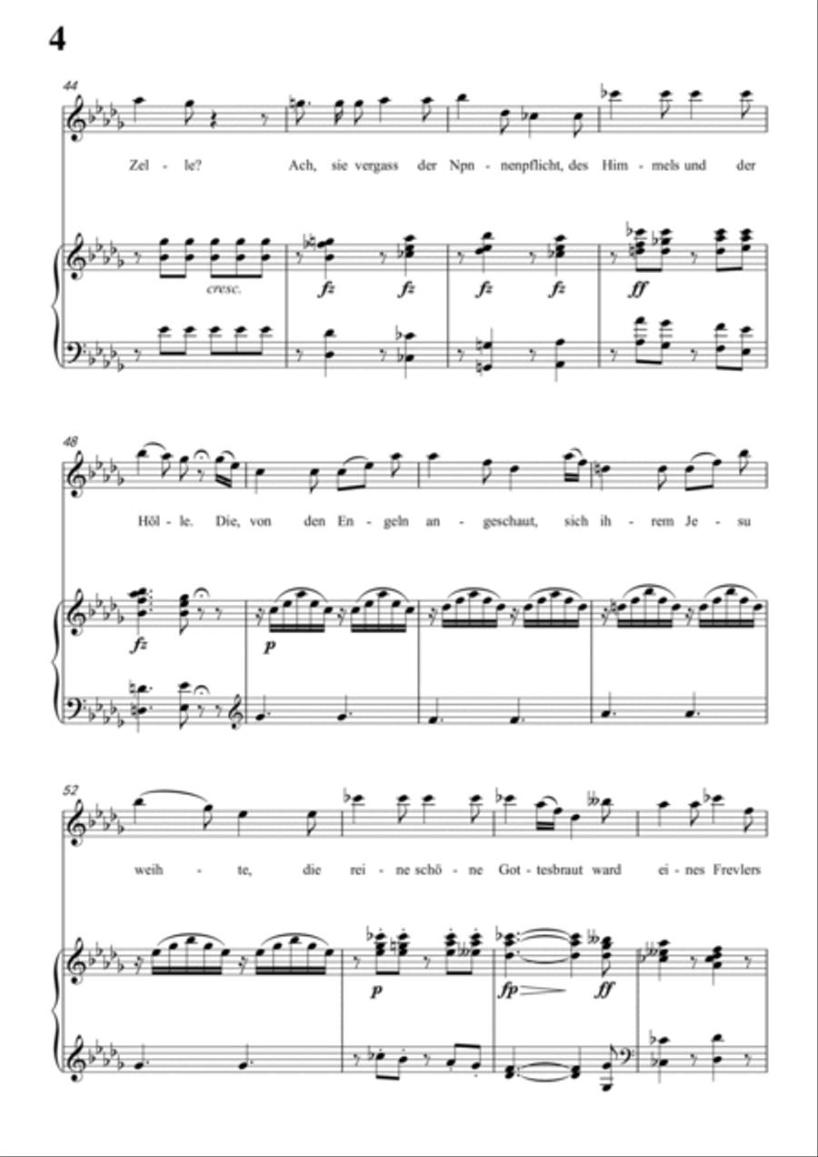 Schubert-Die Nonne in bD D.208,for Vocal and Piano Voice scores gallery preview page 5