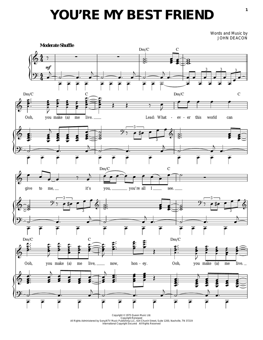 You're My Best Friend Voice scores gallery preview page 1