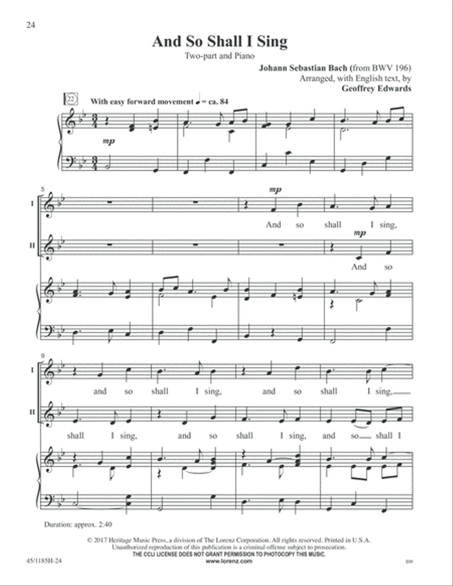 Bach for Young Voices 2-Part scores gallery preview page 24