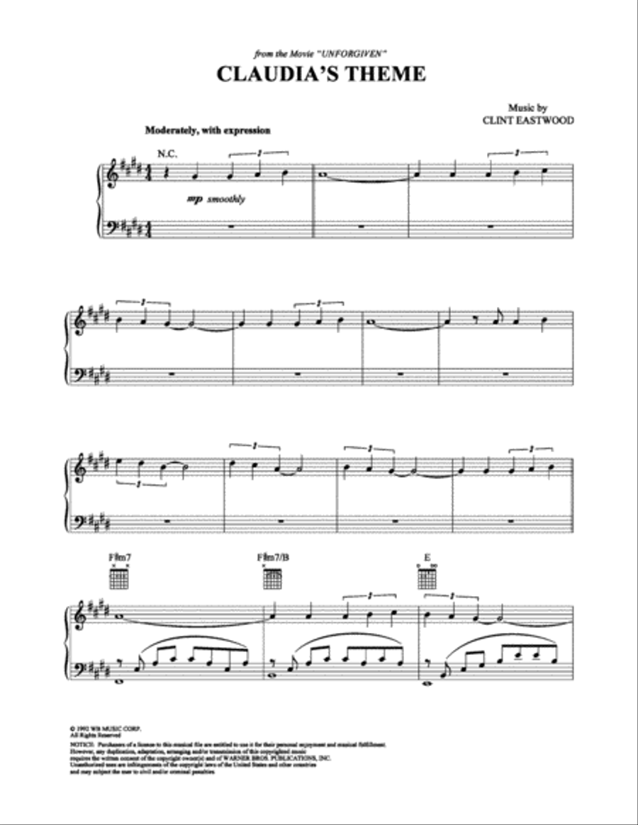 Claudia's Theme Piano Solo scores gallery preview page 1