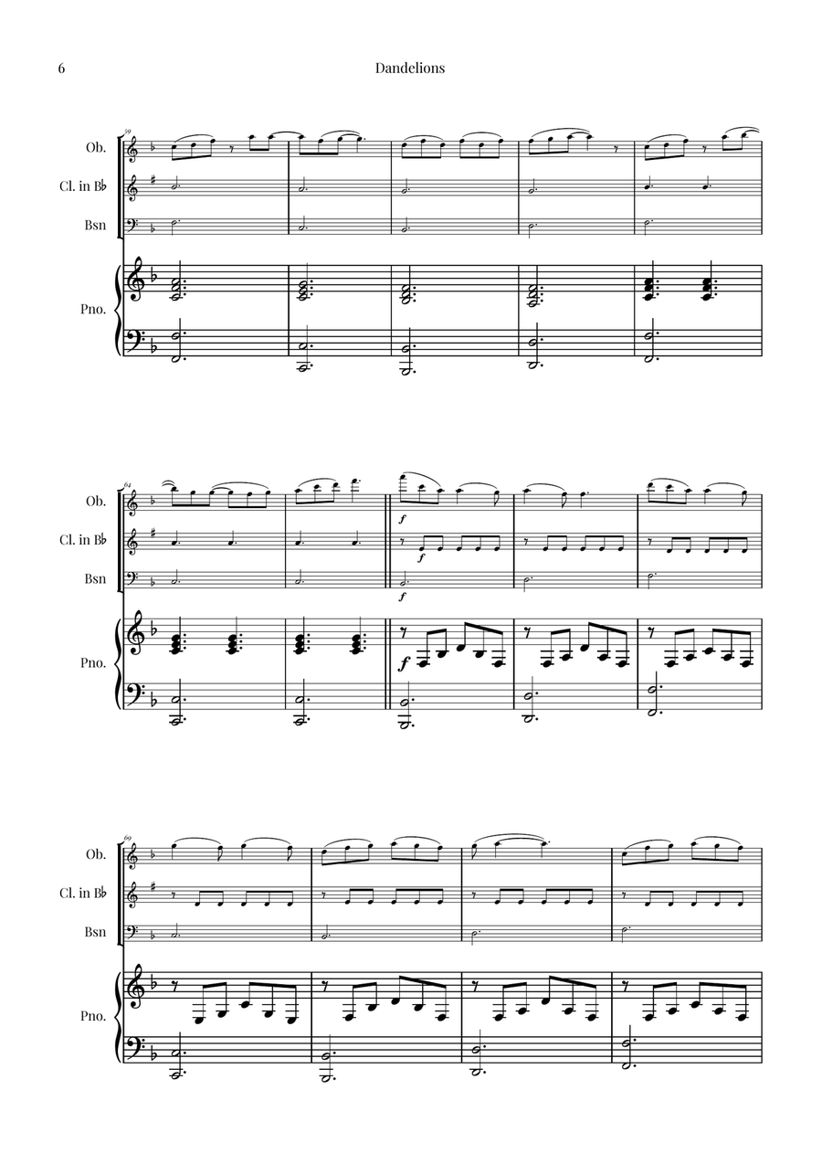 Dandelions Woodwind Trio scores gallery preview page 6