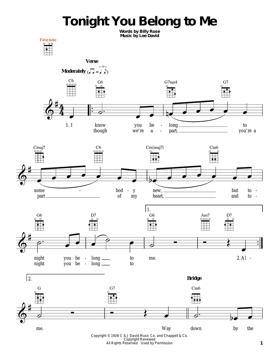 Tonight You Belong To Me Ukulele scores gallery preview page 1