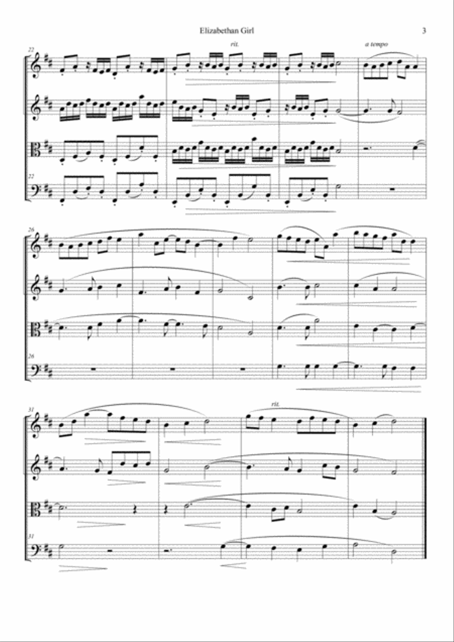 Elizabethan Girl Elizabethan Girl String Quartet scores gallery preview page 3