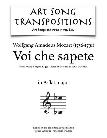 MOZART: Voi che sapete (transposed to A-flat major)
