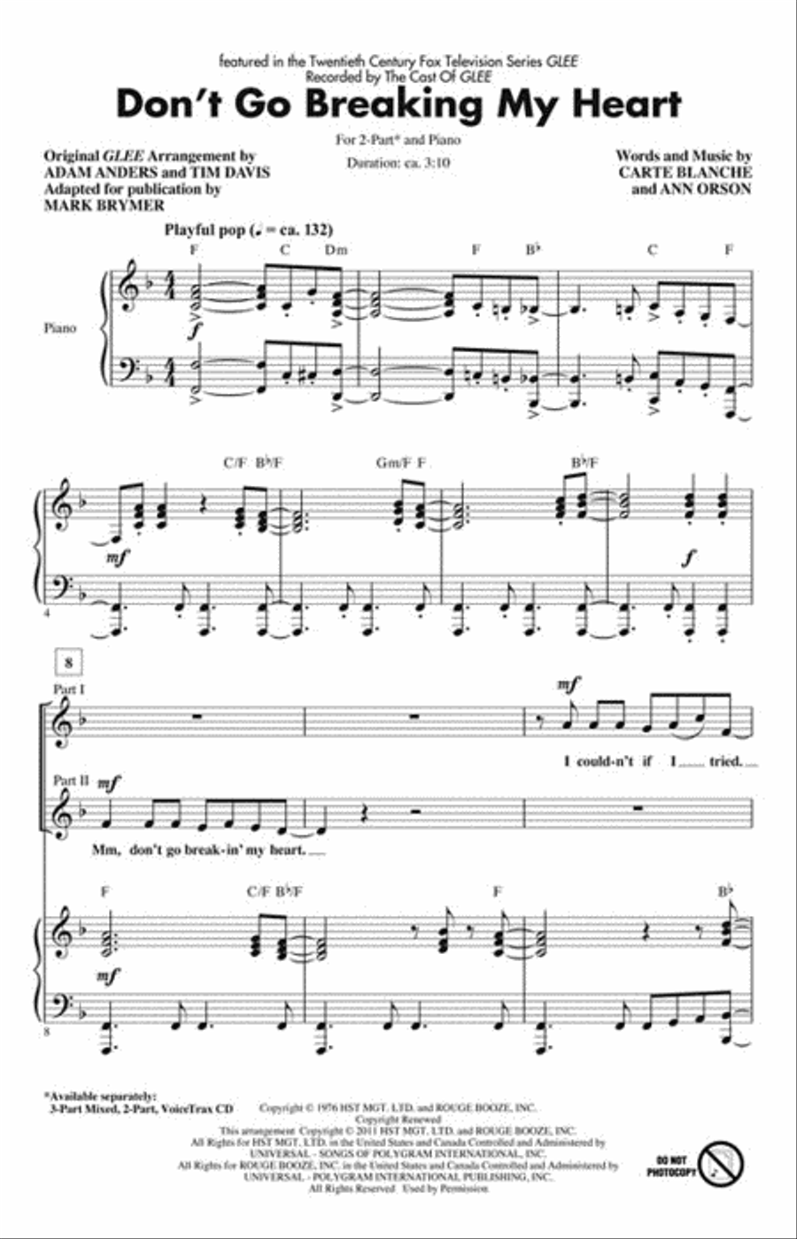 Don't Go Breaking My Heart 2-Part scores gallery preview page 2