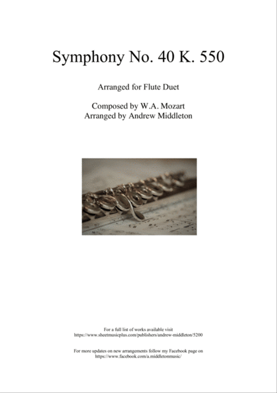 Symphony No. 40 arranged for Flute Duet Flute Duet scores gallery preview page 1