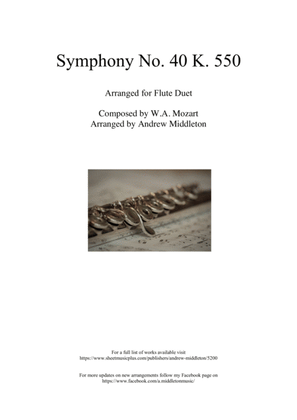 Book cover for Symphony No. 40 arranged for Flute Duet