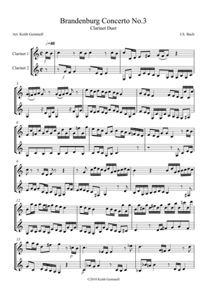 Book cover for Brandenburg Concerto No. 3: Clarinet Duet