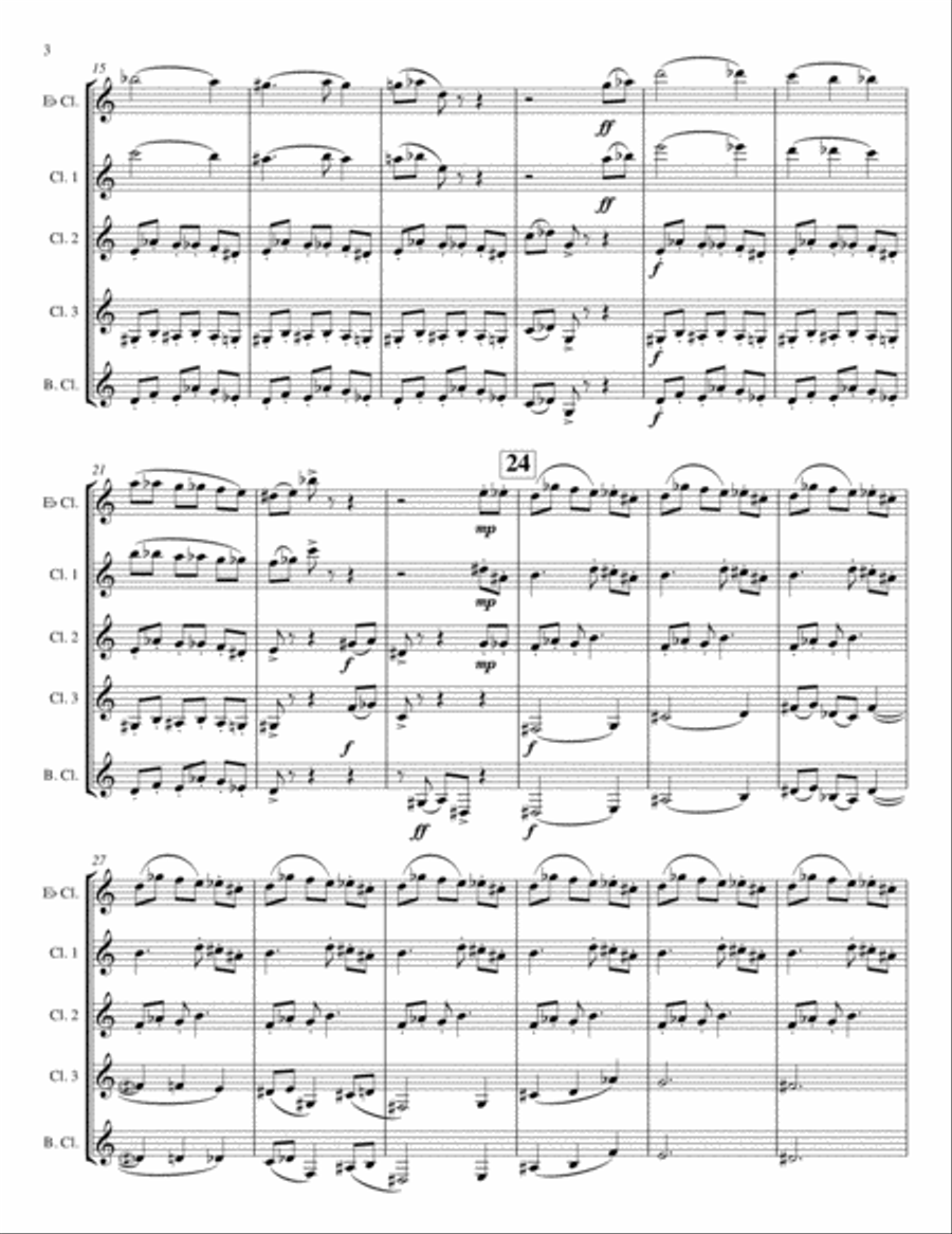 Danse Sociopathique for Clarinet Quintet or Choir Clarinet Quintet scores gallery preview page 4