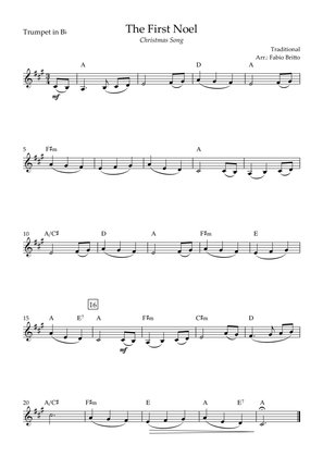 The First Noel (Christmas Song) for Trumpet in Bb Solo with Chords