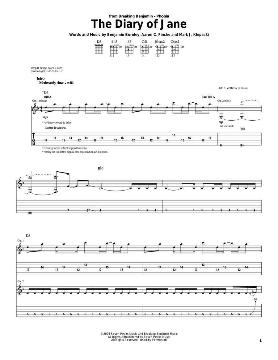 The Diary Of Jane Acoustic Guitar scores gallery preview page 1