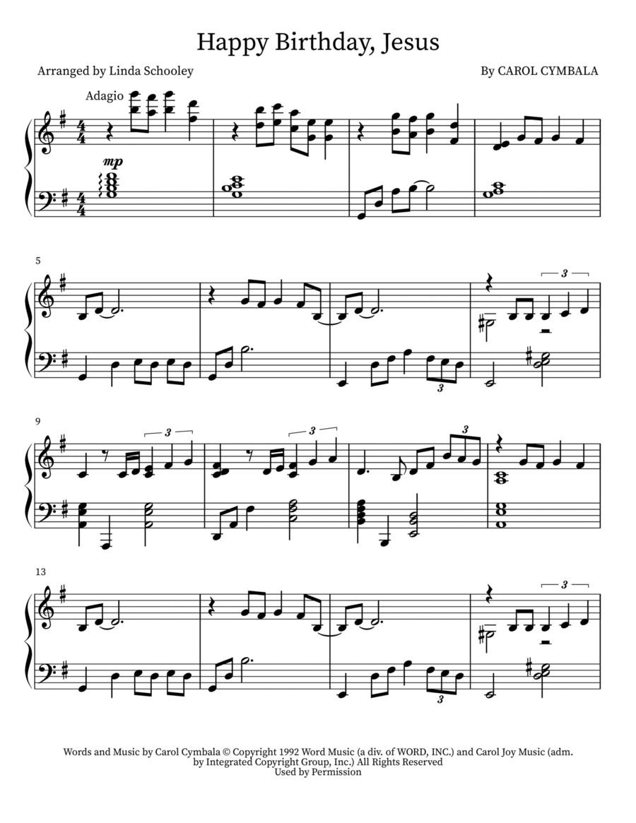 Happy Birthday, Jesus Happy Birthday, Jesus Piano Solo scores gallery preview page 1
