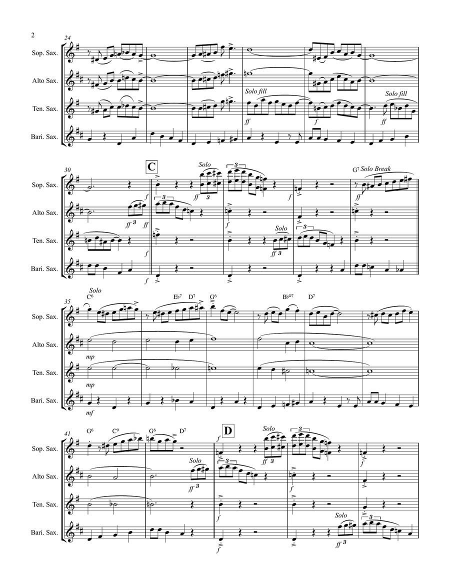 Royal Garden Blues (for Saxophone Quartet SATB or AATB) Saxophone Quartet scores gallery preview page 3