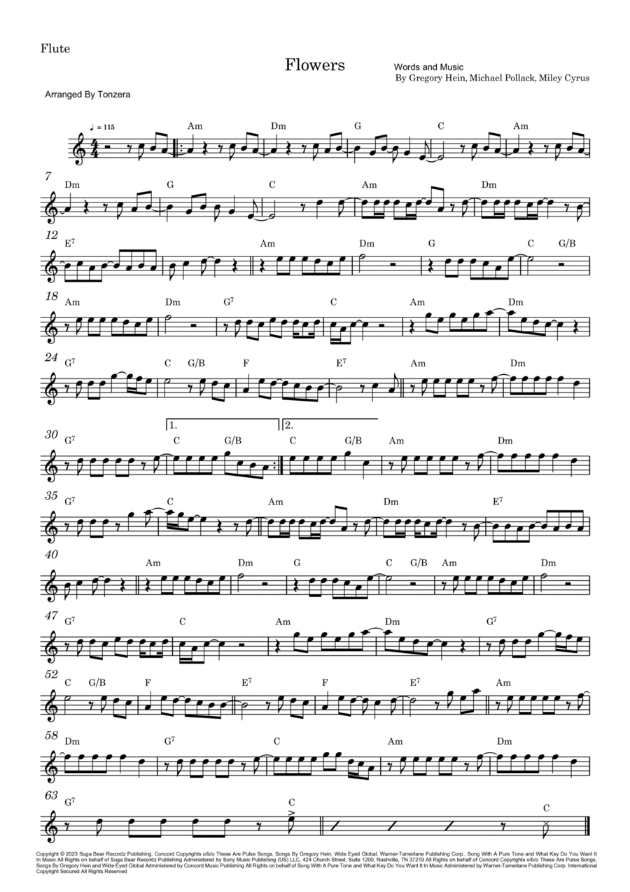 Flowers Flute Solo scores gallery preview page 1