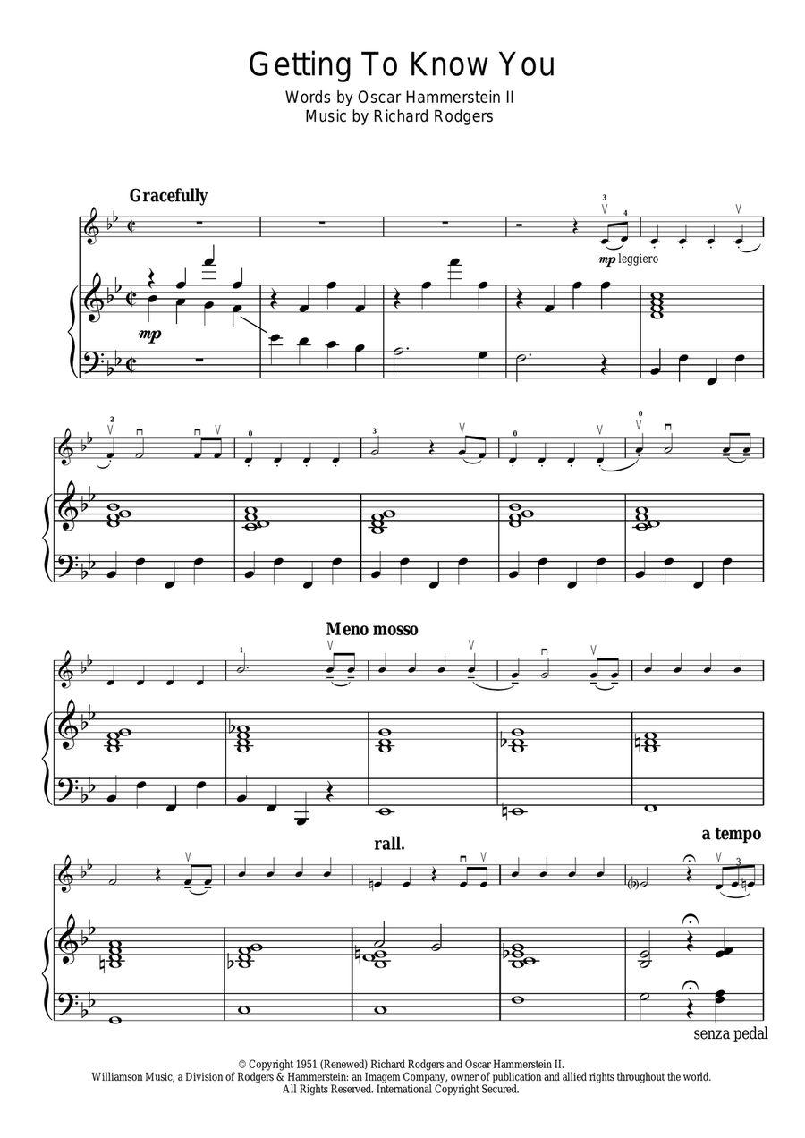 Getting To Know You (from The King And I) Violin Solo scores gallery preview page 1